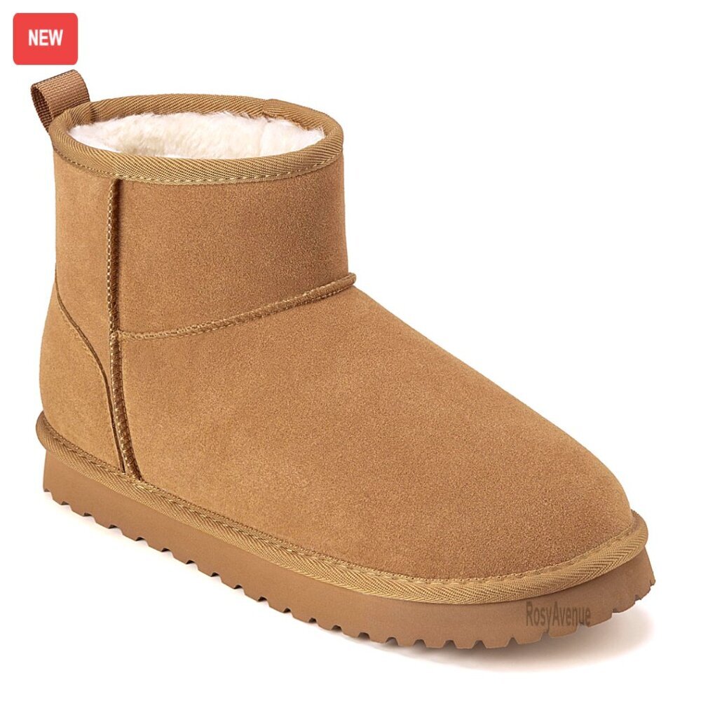 Womens Suede Ankle Boots Platform Winter Snow Boots Fur Lined Non-Slip